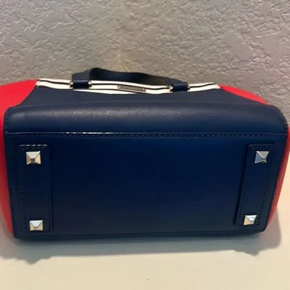 Kate Spade 2 Park Avenue Leather Handbag Purse Nautical Red White Blue Pristine - Picture 8 of 15